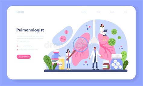 Banner Web De Neumólogo O Landing Page Idea De Salud Ilustración del