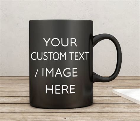 Black Coffee Mug Personalized Coffee Mug Black Mug Photo Etsy