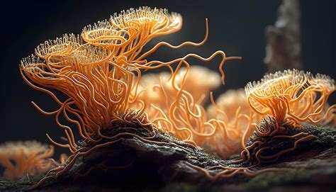 Premium AI Image | Macro photo of cordyceps fungi mycology