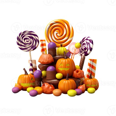 Cartoon 3d Style Halloween Candies No Background Applicable To Any Context Perfect For Print On