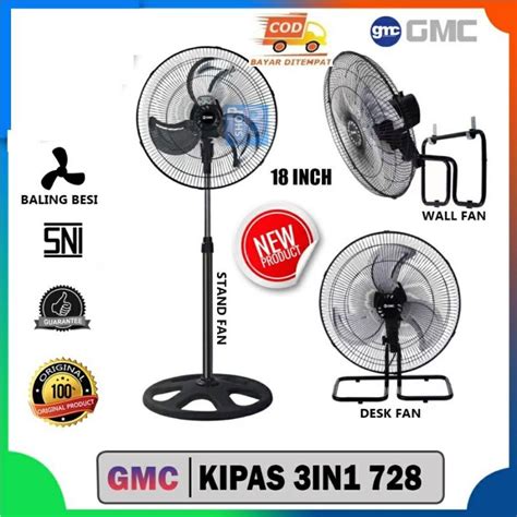 Jual GMC Kipas Tornado Besi 18inch 3in1 Kipas Berdiri Duduk Dan Dinding