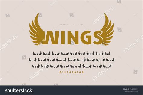 Initial Sans Serif Font Wings Silhouettes Stock Vector (Royalty Free) 1744035539 | Shutterstock