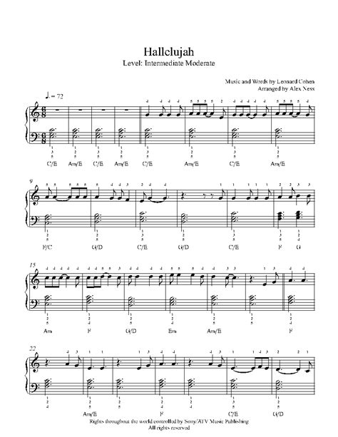 Hallelujah By Jeff Buckley Sheet Music And Lesson Intermediate Level