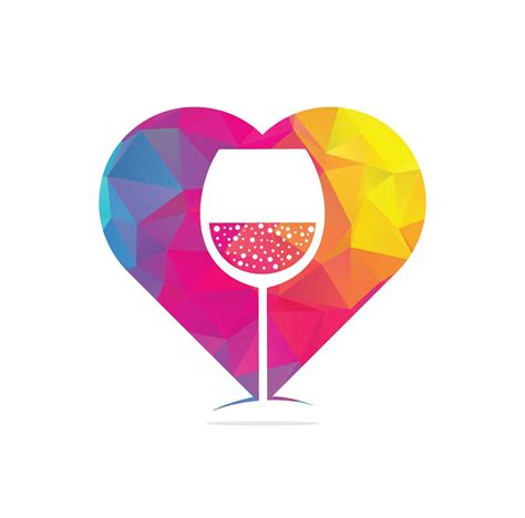 Wine Glass Heart Shape Concept Icon Vector Logo Wine Love Logo Template Illustration Design