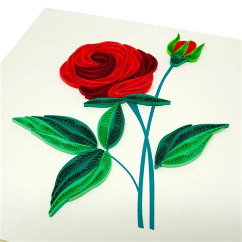 Rose Flower Quilling Greeting Card Handmade Quilled Card 5x7 Inch