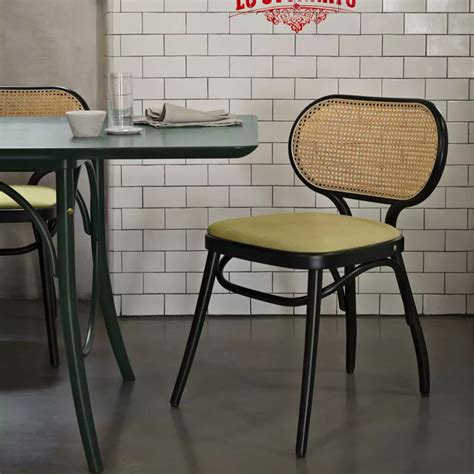 Thonet Sedia Bodystuhl Faggio Laccato Nero Seduta Imbottita LONGHO