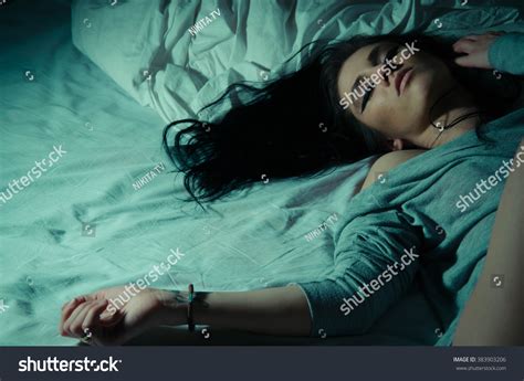 Sensual Brunette Woman White Bed Stock Photo 383903206 Shutterstock