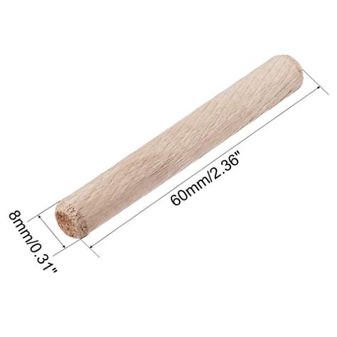 Misups 50pcs Beveled Wooden Dowel Pins Kiln Dried Fluted Round Wood