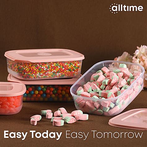 Buy All Time Plastic Food Saver Containers With Lid - Pink, Food Grade ...