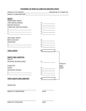 Fillable Online Statement Of Assets Liabilities Balance Sheet Fax