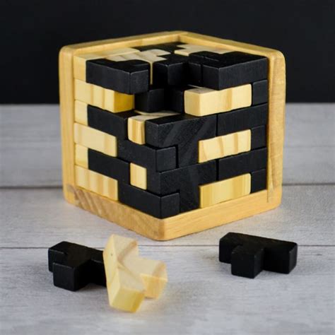 Wooden Cube Puzzle with T Shape Pieces | The Gift Experience