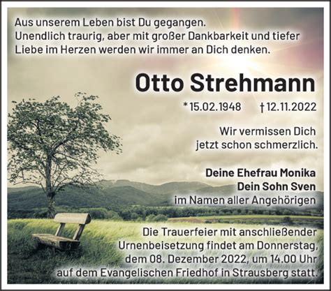 Traueranzeigen von Otto Strehmann Märkische Onlinezeitung Trauerportal