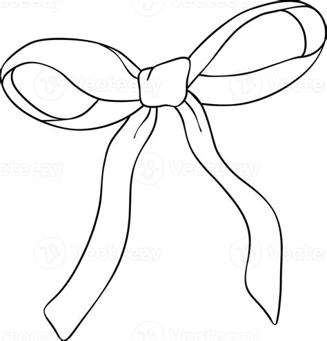 Coquette Ribbon Bow Outline Doodle Hand Drawn Png