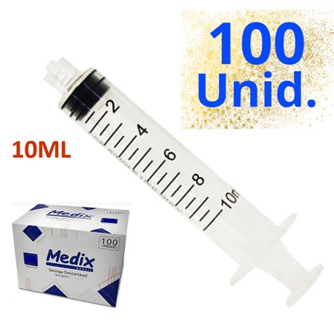 Seringa 10ml Rosca 100 Unidades Luer Lock Medix Shopee Brasil