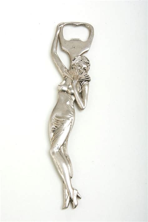 Silvery Vintage Pin Up Nude Woman Girl Bottle Opener Bar