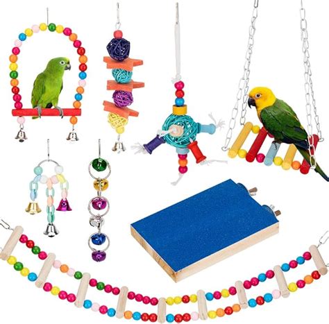 Toys Birds Pet Birds Rattan Weave Hanging Swing Nest With 4 Bells Bird