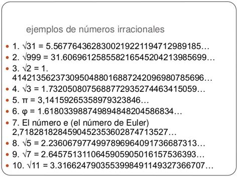 Ejemplos De Irracionales