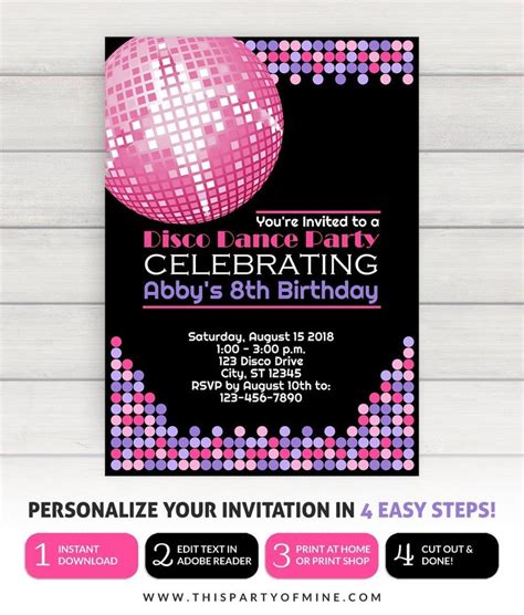 Disco Invitation Disco Party Invitation Disco Birthday Invitation Etsy