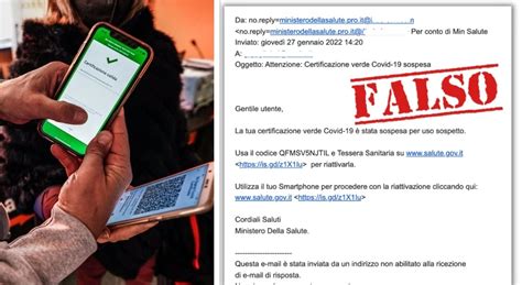 Green pass sospeso per uso sospetto attenzione a questa mail è una