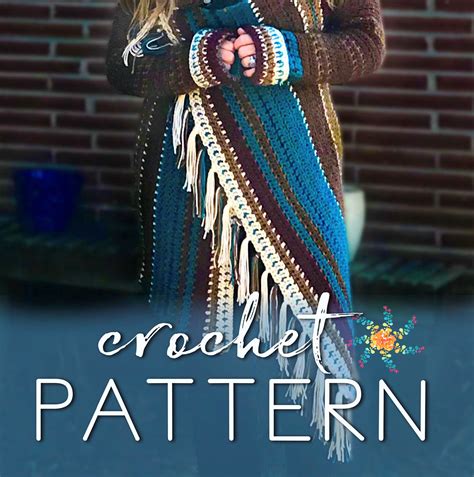 Crochet Blanket Cardigan With Fringes Crochet Pattern Navajo Etsy