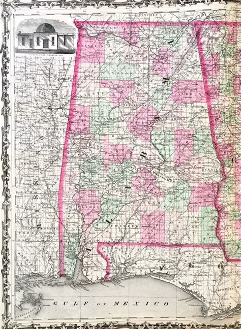 Georgia and Alabama Map Original 1863 Johnsons Atlas Map - Etsy