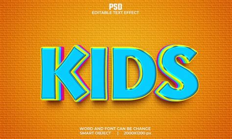 Effet De Texte Modifiable D Pour Enfants Psd Premium Psd Premium