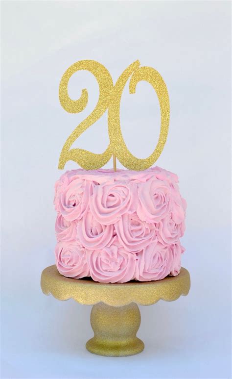 Glitter 20 Cake Topper Big 20 Happy 20th Birthday Glitter Etsy