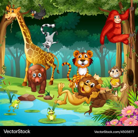 Animals and forest Royalty Free Vector Image - VectorStock