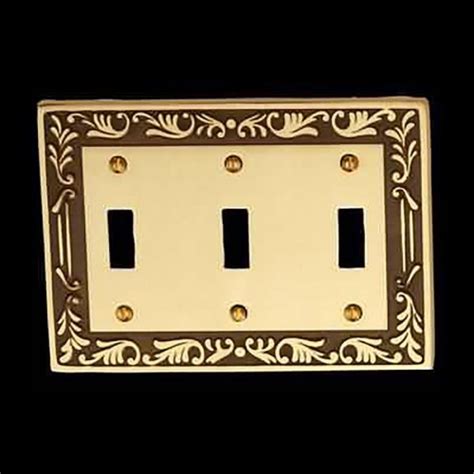 25 Victorian Switch Plate Triple Toggle Antique Solid Brass Ren