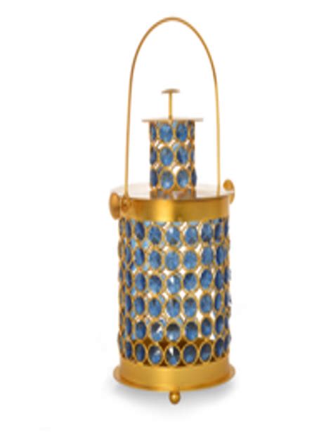 Buy Athome By Nilkamal Blue Gold Toned Stone Studded Hanging Candle