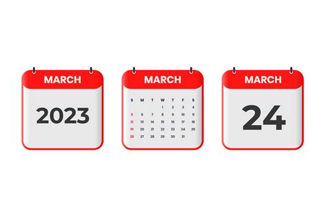 March 2023 Calendar Design 24th March 2023 Calendar Icon For Schedule