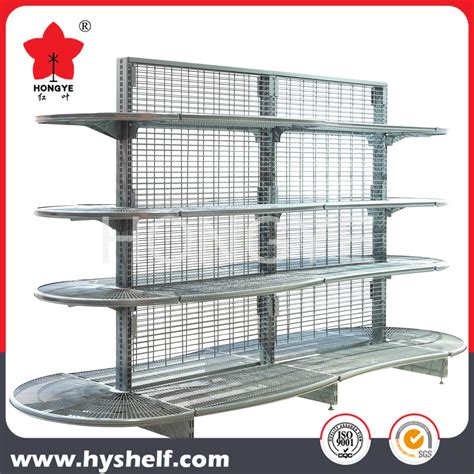 Modern Heavy Duty Supermarket Shelf Mesh Back Supermarket Shelves