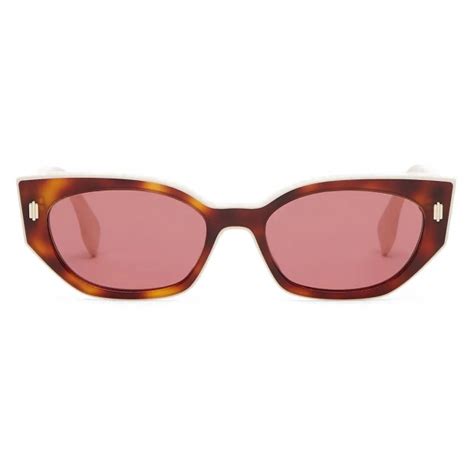 Fendi Fendi Bold Cat Eye Sunglasses White Havana Pink Sunglasses Fendi Eyewear Avvenice