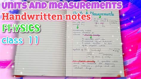 Units And Measurements Class 11 Handwritten Notes YouTube