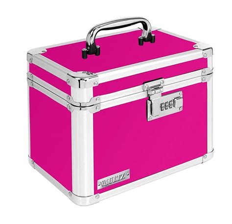 Locking Security Box - Pink - Chrome Steel Corners - Vaultz - VZ00802