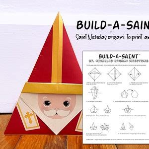 Saint Nicholas Craft Catholic Origami St Nick Printable Paper Ornament