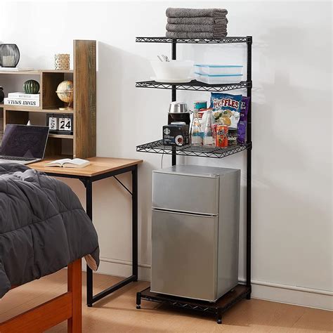 Amazon Floating Shelf Mini Fridge Stand Black Metal Home Kitchen