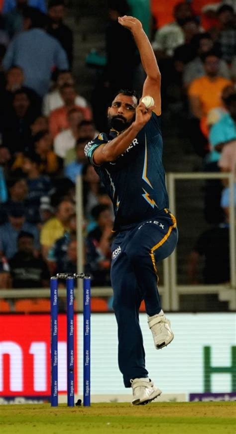 Ahmedabad Mohammed Shami Of Gujarat Titans Bowls During The Match