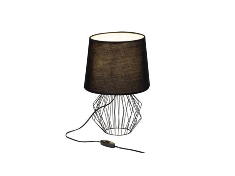 Lampe à poser en métal filaire noir et tissu noris Vente de BRILLIANT