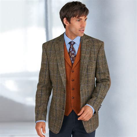 Grooms Men Harris Tweed Waistcoat Wedding Suits Men Harris Tweed Jacket