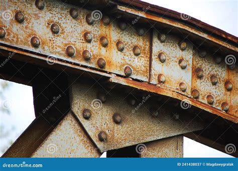 Steel Arch Girder Of Bridge Closeup In Poznan Poland Stock Image