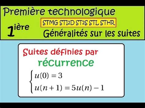 Les Suites D Finition Par R Currence Exemple Re Techno Stmg