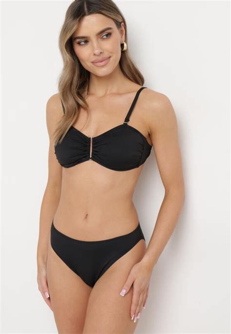 Czarne Bikini Dwuczęściowe na Cienkich Ramiączkach i Majtki z Gumką w Pasie Yfriel Born be