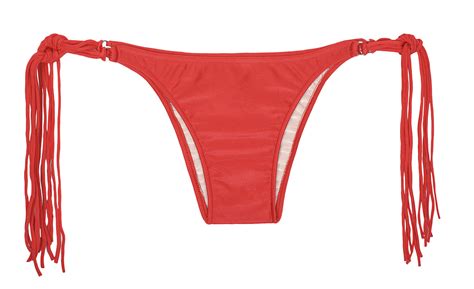 Bikini Bottoms Red Long Fringe Low Bikini Bottom Calcinha Franja Red