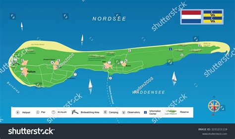 Vector Illustration Ameland Island Map Netherlands Stock Vector ...