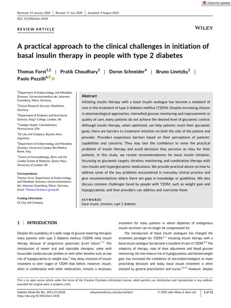 Diabetes Metabolism Res - 2020 - Forst - A Practical Approach To The ...