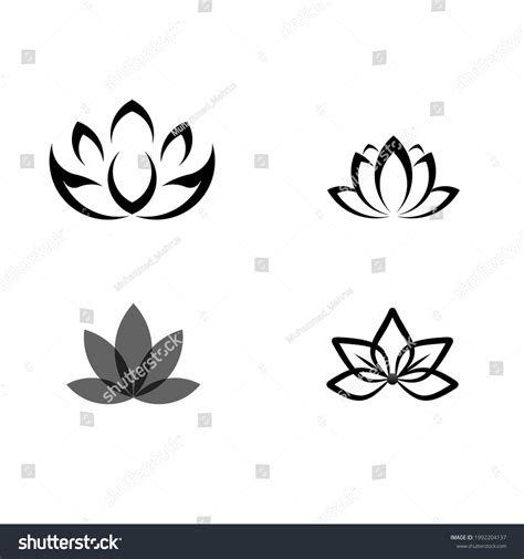 Black White Lotus Logo Four Options Stock Vector (Royalty Free ...