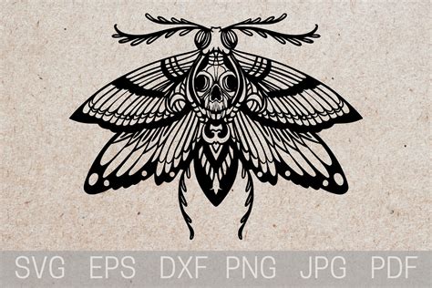 Death Moth Tattoo Stencil, Moth SVG Graphic by tattooworker · Creative ...