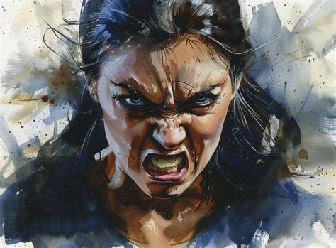 womans face   fierce expression premium ai generated image