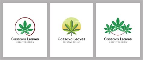 Premium Vector A Collection Of Simple Cassava Leaf Vector Illustration Logo Design Templates